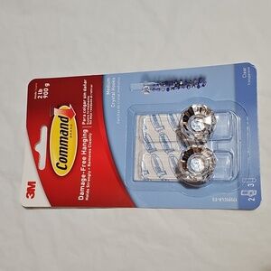 Command Medium Crystal Hook Holds up to 2 lb, 2 Wall Hooks with 3 Command Strips